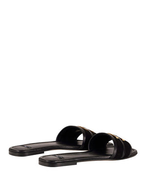 Elisabetta Franchi Sandalo Basso Elisabetta Franchi In Pelle Con Logo - Nero