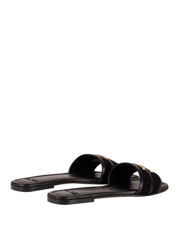 Elisabetta Franchi Sandalo Basso Elisabetta Franchi In Pelle Con Logo - Nero