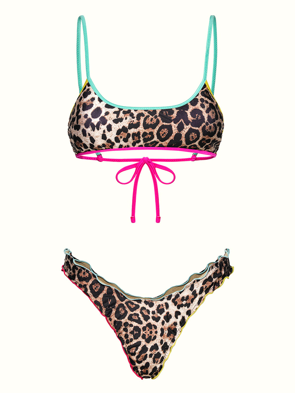 F**K Bikini Top Regolabile Con Slip Americano Fisso F**K - Leopardato