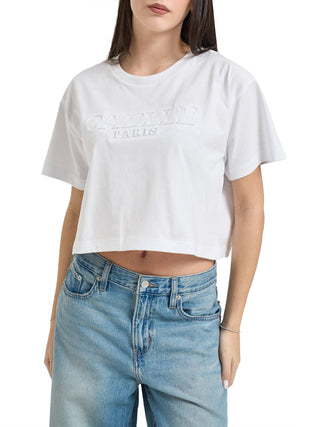 GAELLE PARIS T-Shirt Crop Paricollo Mezza Manica Gaelle Paris - Bianco
