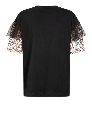 GAELLE PARIS T-shirt Gaelle Paris Paricollo Mezza Manica Con Dettaglio Manica In Raso - Nero