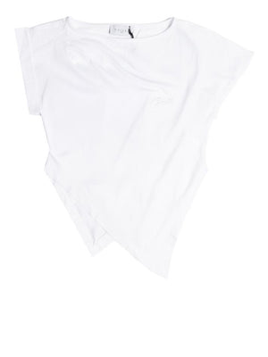 GAELLE PARIS T-Shirt Gaelle Paris Asimmetrica Con Ricamo Lato Cuore Bianco