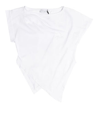 GAELLE PARIS T-Shirt Gaelle Paris Asimmetrica Con Ricamo Lato Cuore Bianco