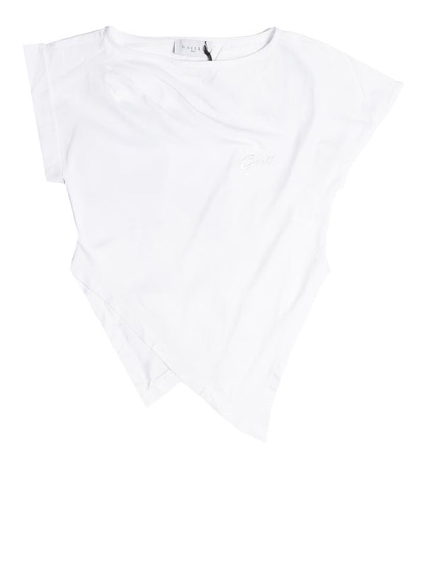 GAELLE PARIS T-Shirt Gaelle Paris Asimmetrica Con Ricamo Lato Cuore Bianco