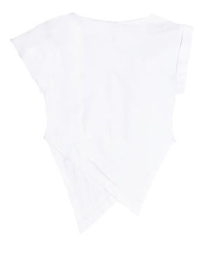 GAELLE PARIS T-Shirt Gaelle Paris Asimmetrica Con Ricamo Lato Cuore Bianco