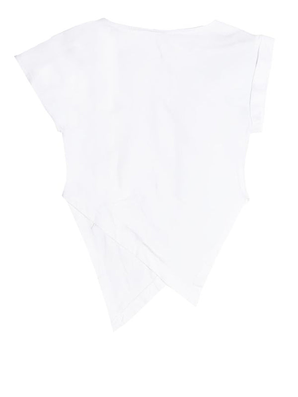 GAELLE PARIS T-Shirt Gaelle Paris Asimmetrica Con Ricamo Lato Cuore Bianco