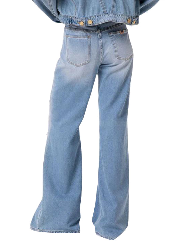 GAELLE PARIS Gaelle Paris Jeans Wide Leg Regular Con Cintura Nappine - Denim
