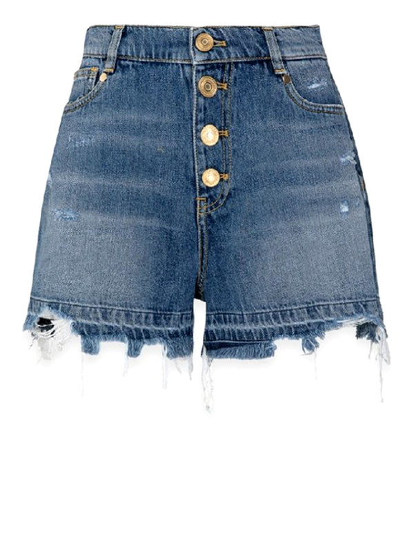 GAELLE PARIS Short Con Morsetto Logato Sul Retro Tasca Gaelle Paris - Denim