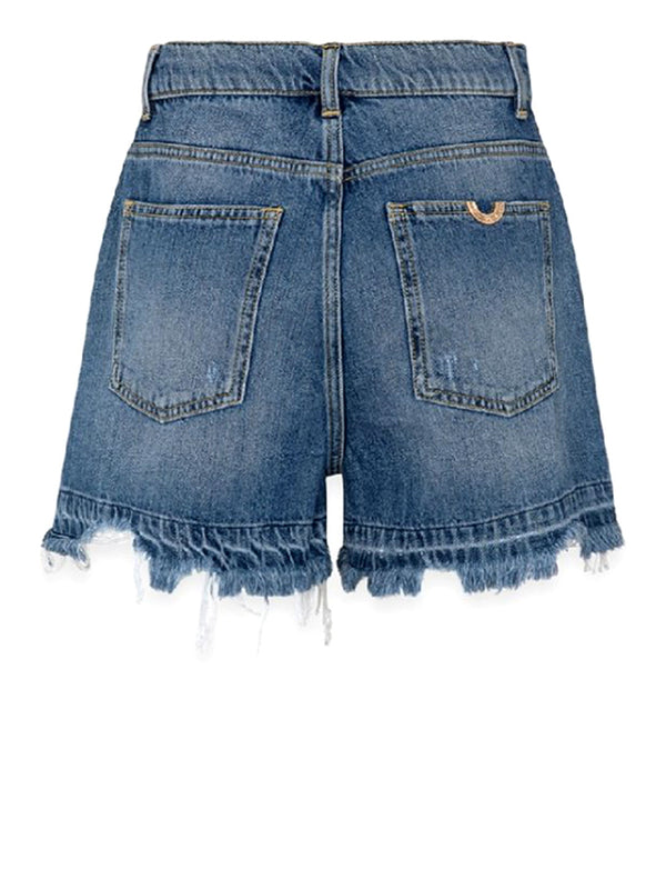 GAELLE PARIS Short Con Morsetto Logato Sul Retro Tasca Gaelle Paris - Denim