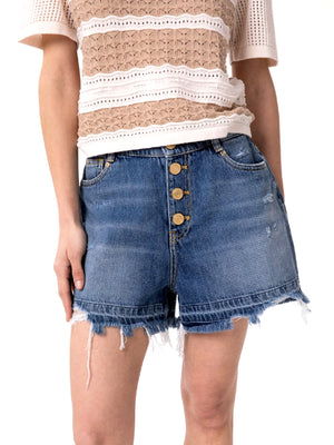 GAELLE PARIS Short Con Morsetto Logato Sul Retro Tasca Gaelle Paris - Denim