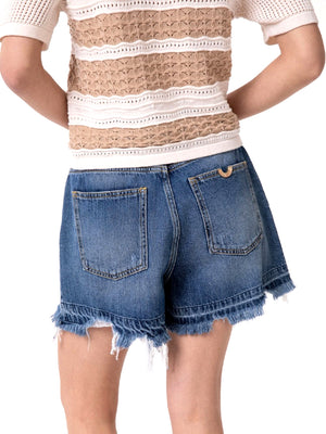 GAELLE PARIS Short Con Morsetto Logato Sul Retro Tasca Gaelle Paris - Denim