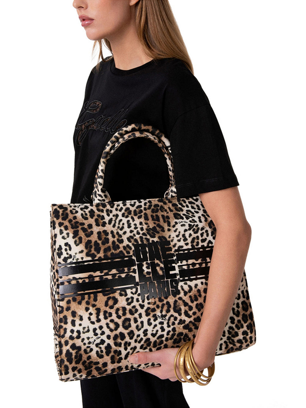 Gaelle Paris Maxi Shopper Gaelle Banda Logo Maculato - Animalier