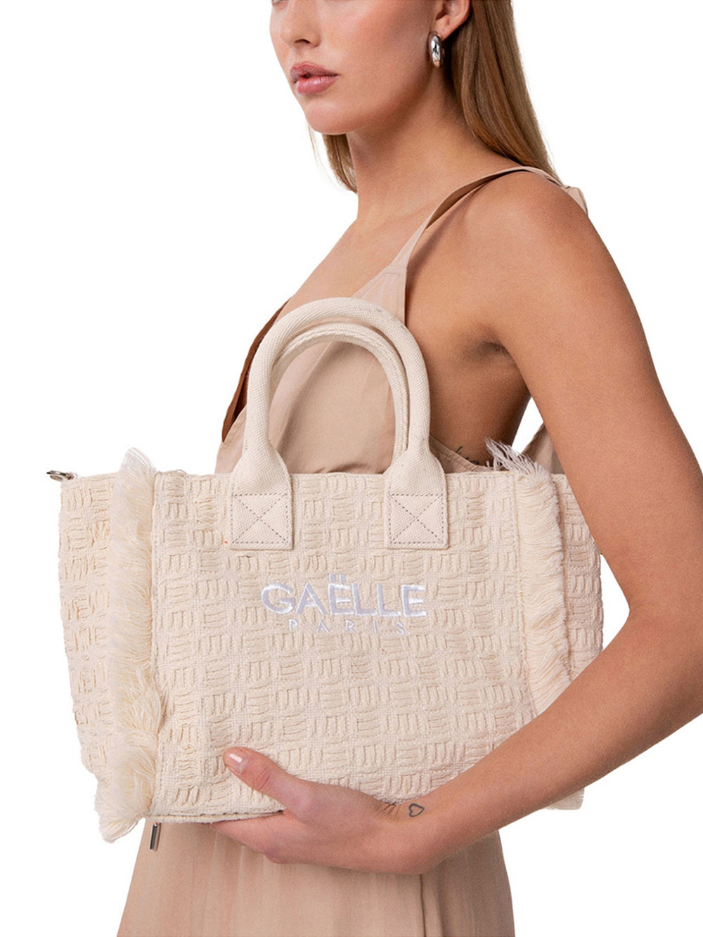 Gaelle Paris Borsa A Mano Gaelle Ricamo Logo - Beige