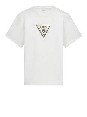 Guess T-shirt Guess Con Logo Triangolare - Bianco