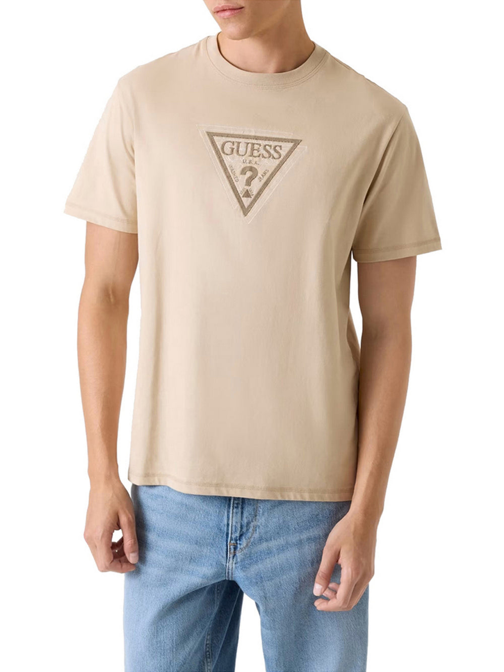 Guess T-shirt Guess Con Logo Triangolare - Beige