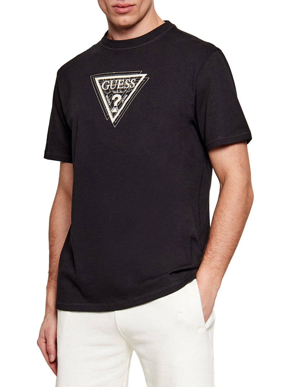 Guess T-Shirt Guess Con Logo Triangolare - Nero