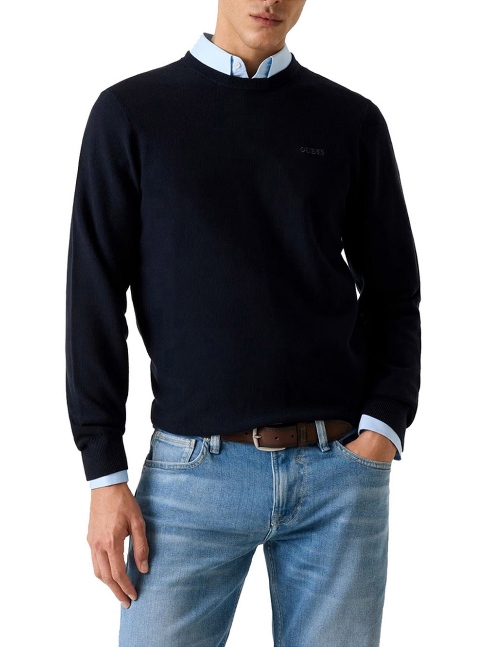 Guess Maglione Guess In Misto Lyocell - Blu