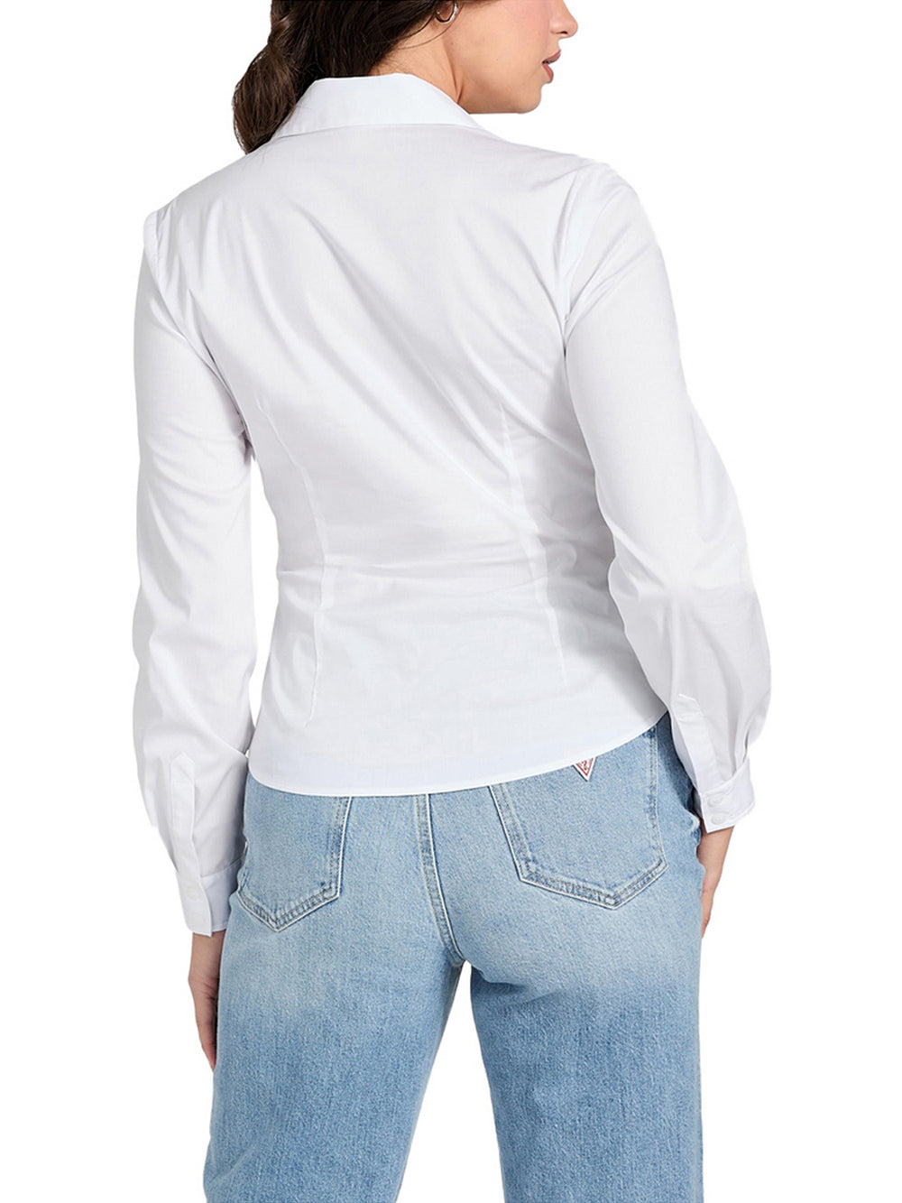 Guess Camicia Guess Ls Emily Shirred Pop - Bianco