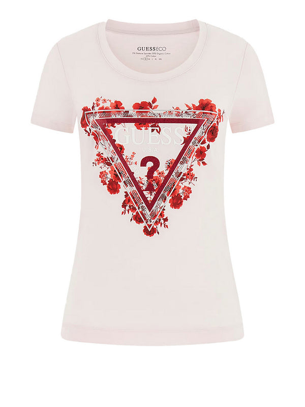 Guess T-Shirt Guess Flowers Triangle - Rosa