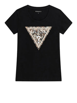 Guess T-Shirt Guess Ss Cn Leo Triangle T - Nero