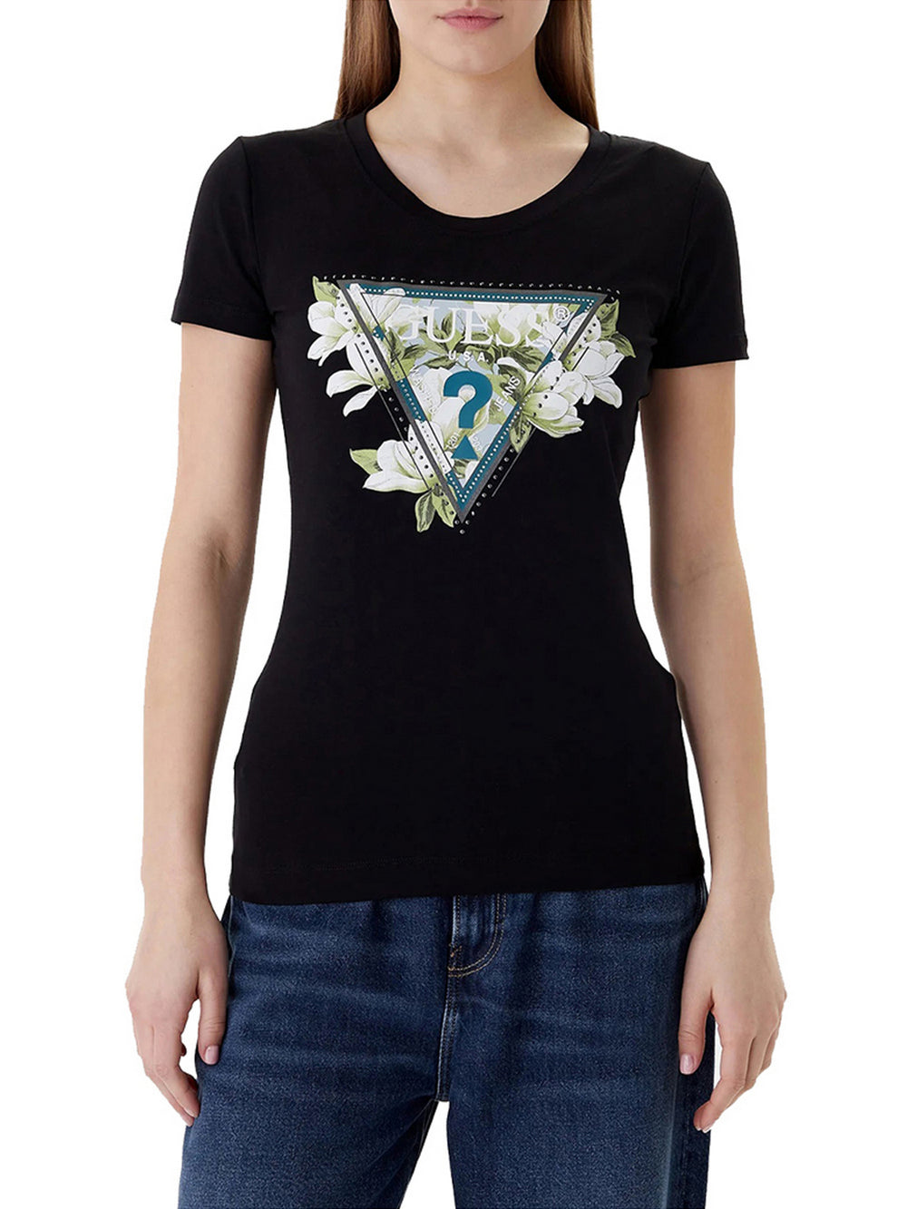 Guess T-Shirt Guess Camelia Triangle - Nero