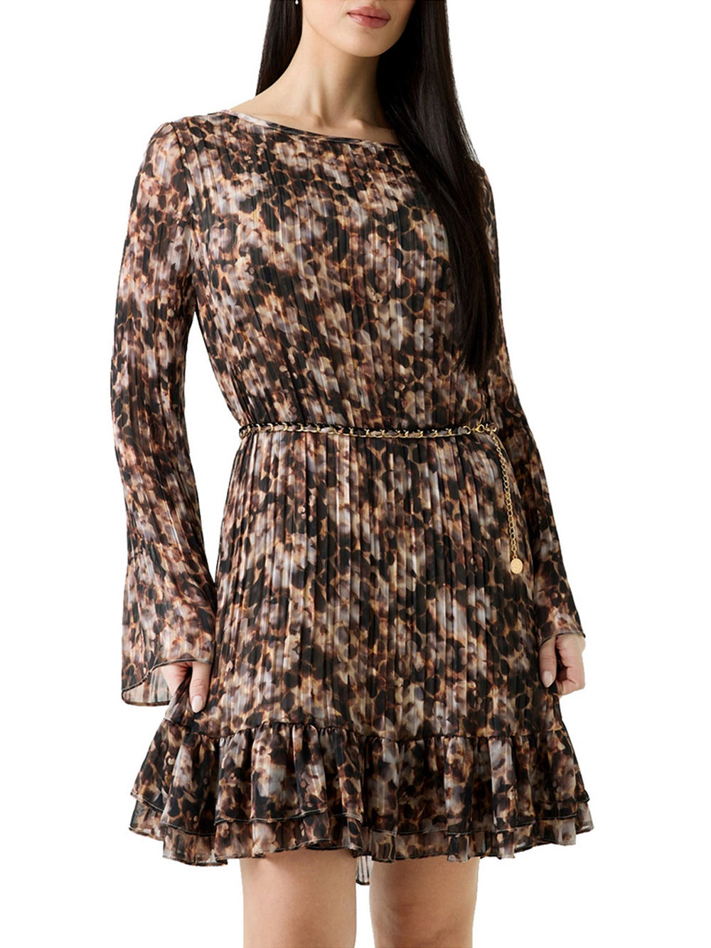 Guess Vestito Midi Guess Ls Ilenia Pleat Dress - Multi