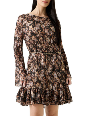 Guess Vestito Midi Guess Ls Ilenia Pleat Dress - Multi