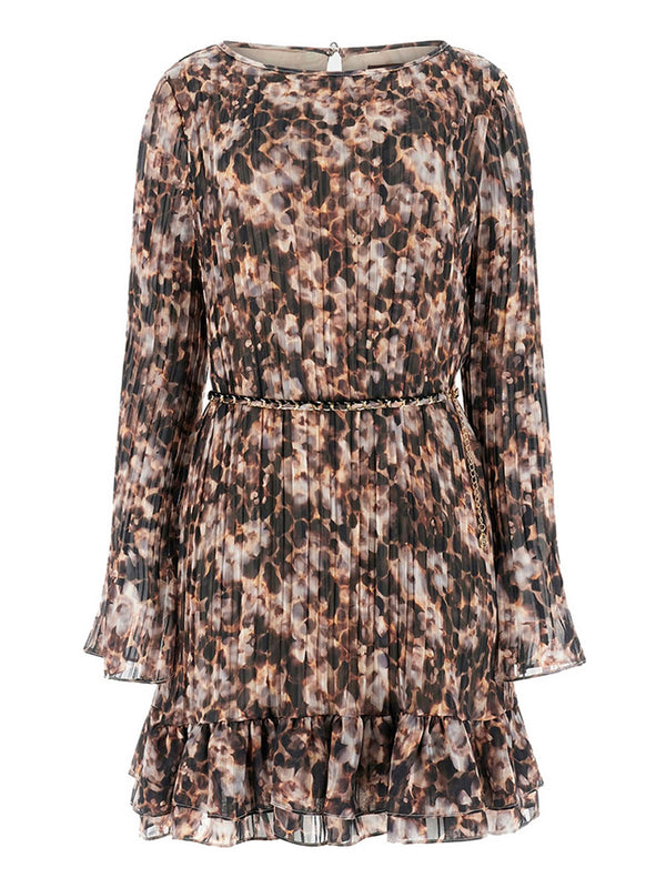 Guess Vestito Midi Guess Ls Ilenia Pleat Dress - Multi