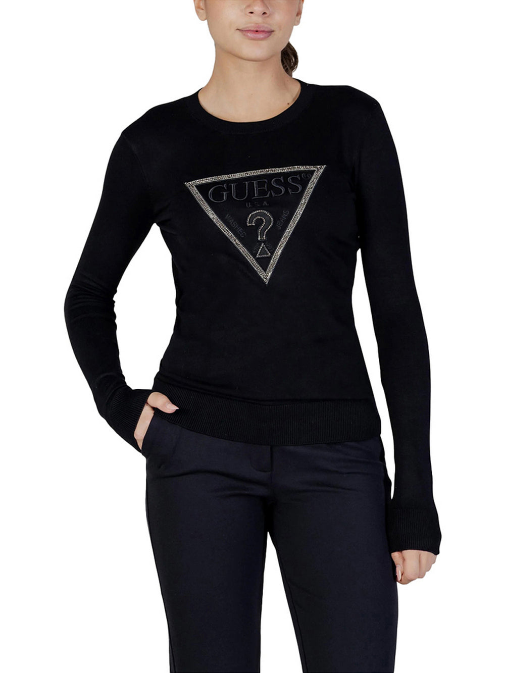 Guess Maglia Guess Sasha Triangle Logo - Nero