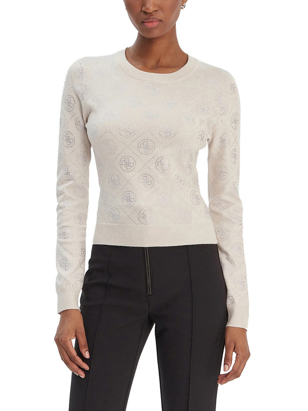 Guess Maglione Guess Con Strass 4G - Beige