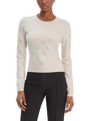 Guess Maglione Guess Con Strass 4G - Beige