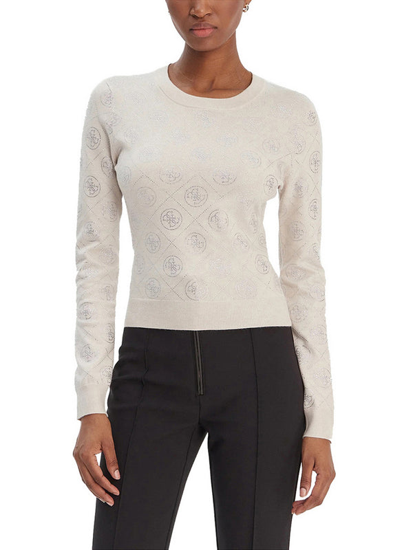 Guess Maglione Guess Con Strass 4G - Beige