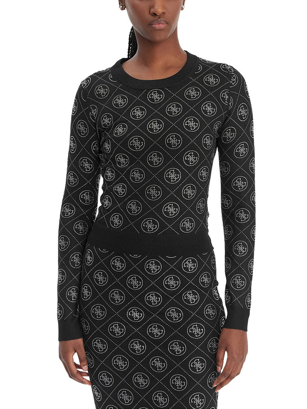Guess Maglione Guess Rhinestones 4G - Nero