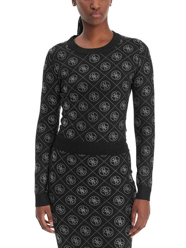 Guess Maglione Guess Rhinestones 4G - Nero