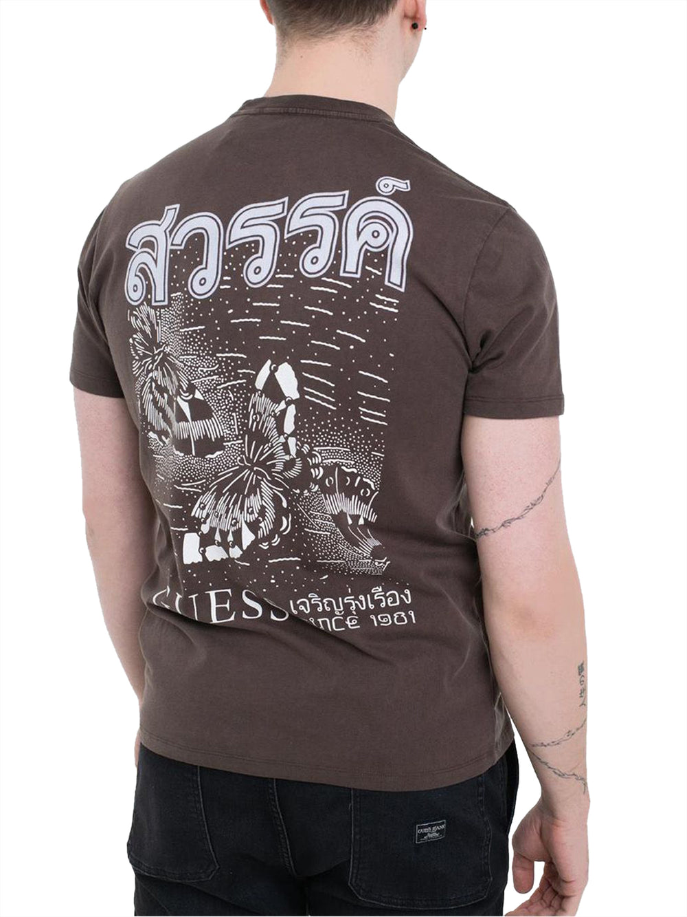 GUESS 2 USCITA T-Shirt Ss Bsc Paradise Butt Guess - Marrone