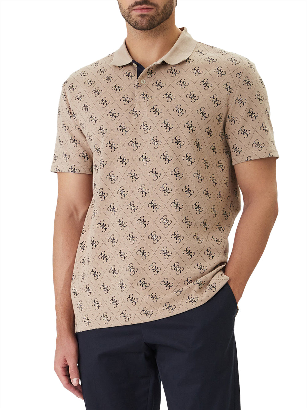 GUESS 2 USCITA Polo Guess Ss All Over 4G Jacqa - Beige