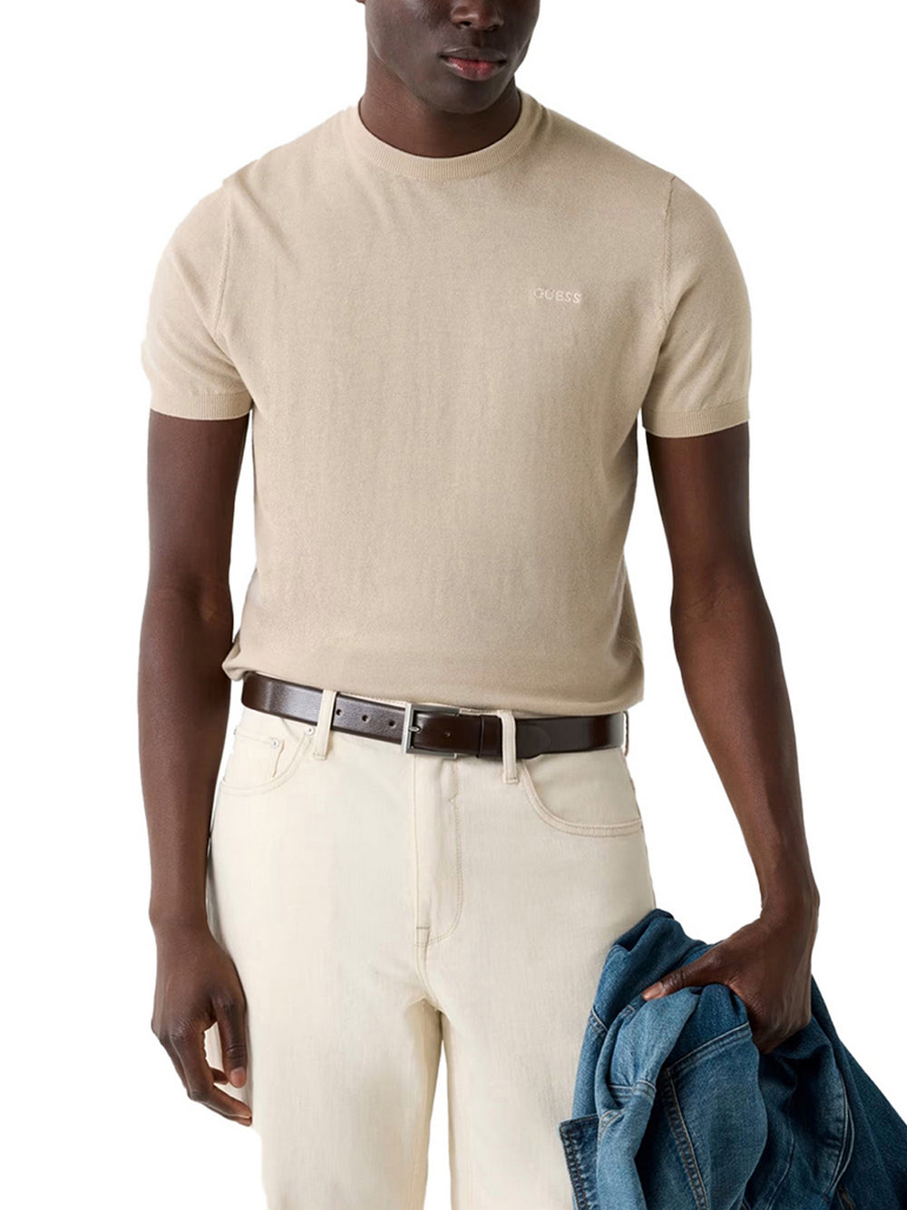 Guess Maglia Guess Con Logo Lavorato A Maglia - Beige