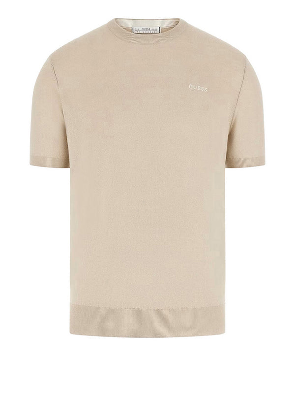 Guess Maglia Guess Con Logo Lavorato A Maglia - Beige