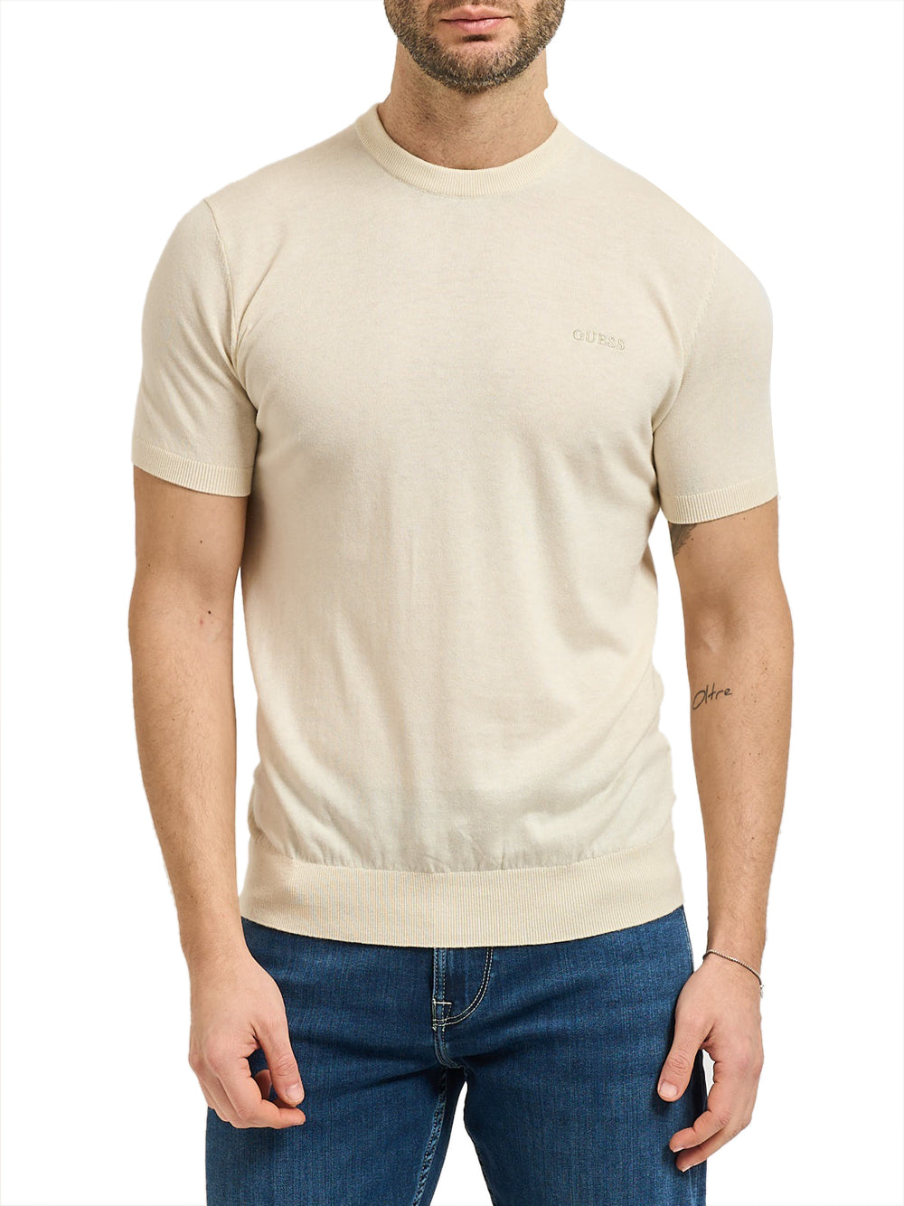 GUESS 2 USCITA Maglia Guess Lewis Cn Ss Cotton - Vaniglia/Crema