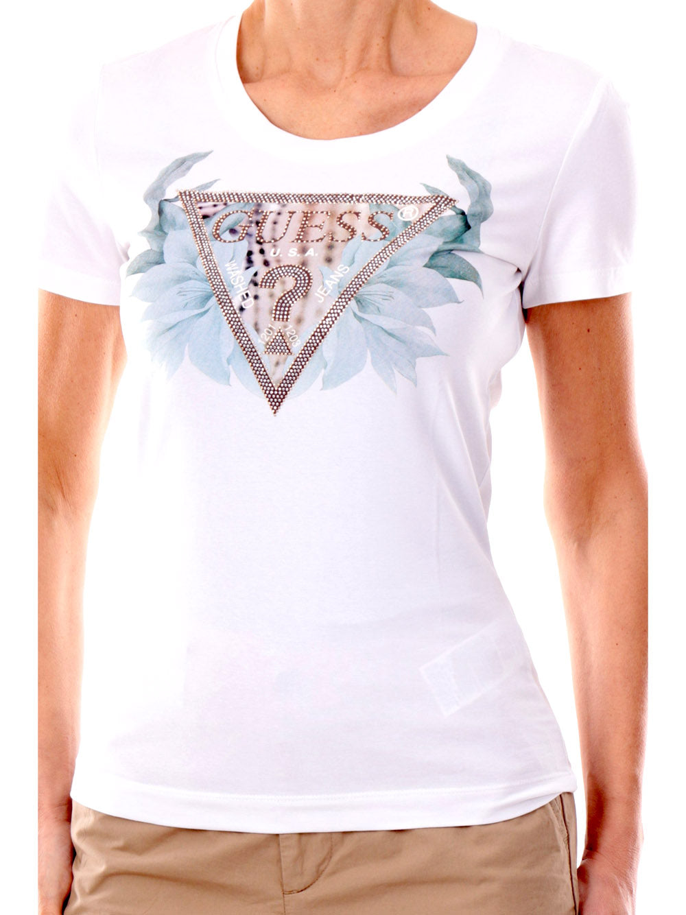 GUESS 2 USCITA T-Shirt Guess Ss Cn Flower Triangl - Bianco