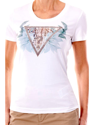 GUESS 2 USCITA T-Shirt Guess Ss Cn Flower Triangl - Bianco