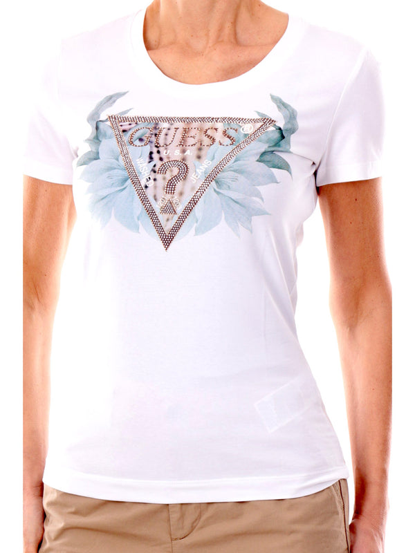 GUESS 2 USCITA T-Shirt Guess Ss Cn Flower Triangl - Bianco