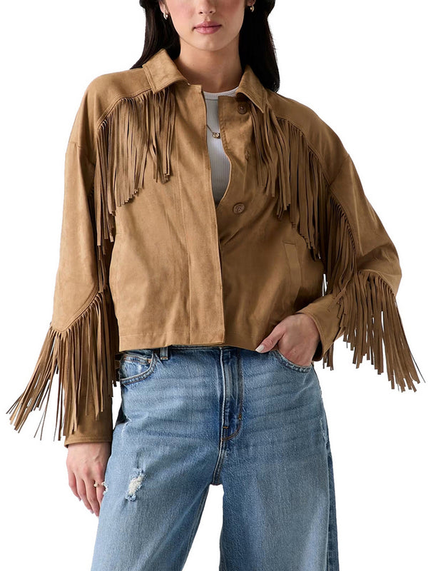 Guess Giacca Cropped Guess Con Frange - Beige