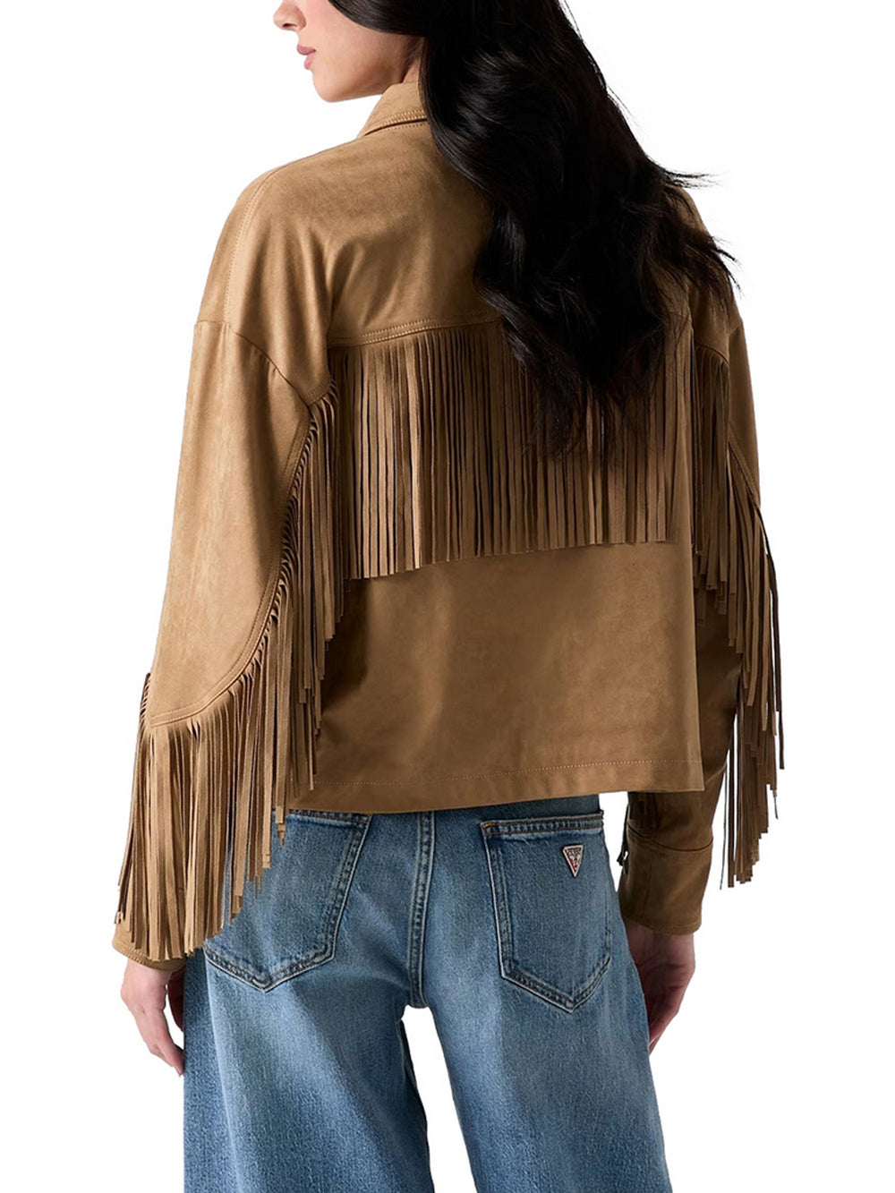 Guess Giacca Cropped Guess Con Frange - Beige