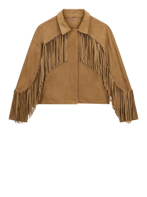 Guess Giacca Cropped Guess Con Frange - Beige