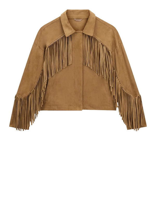 Guess Giacca Cropped Guess Con Frange - Beige