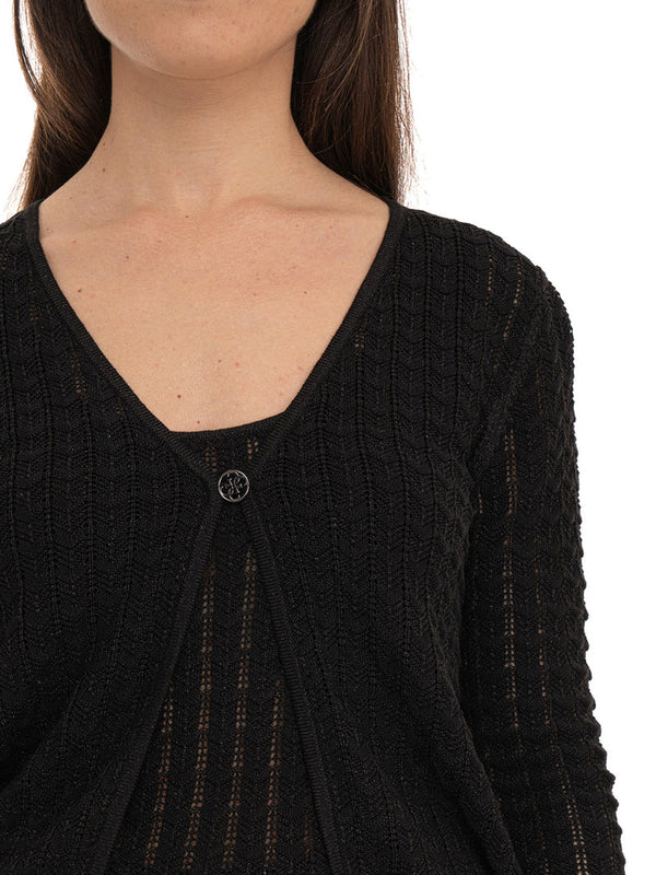 GUESS 2 USCITA Cardigan Guess Lavorato A Maglia Rosalyn Cover Sho - Nero