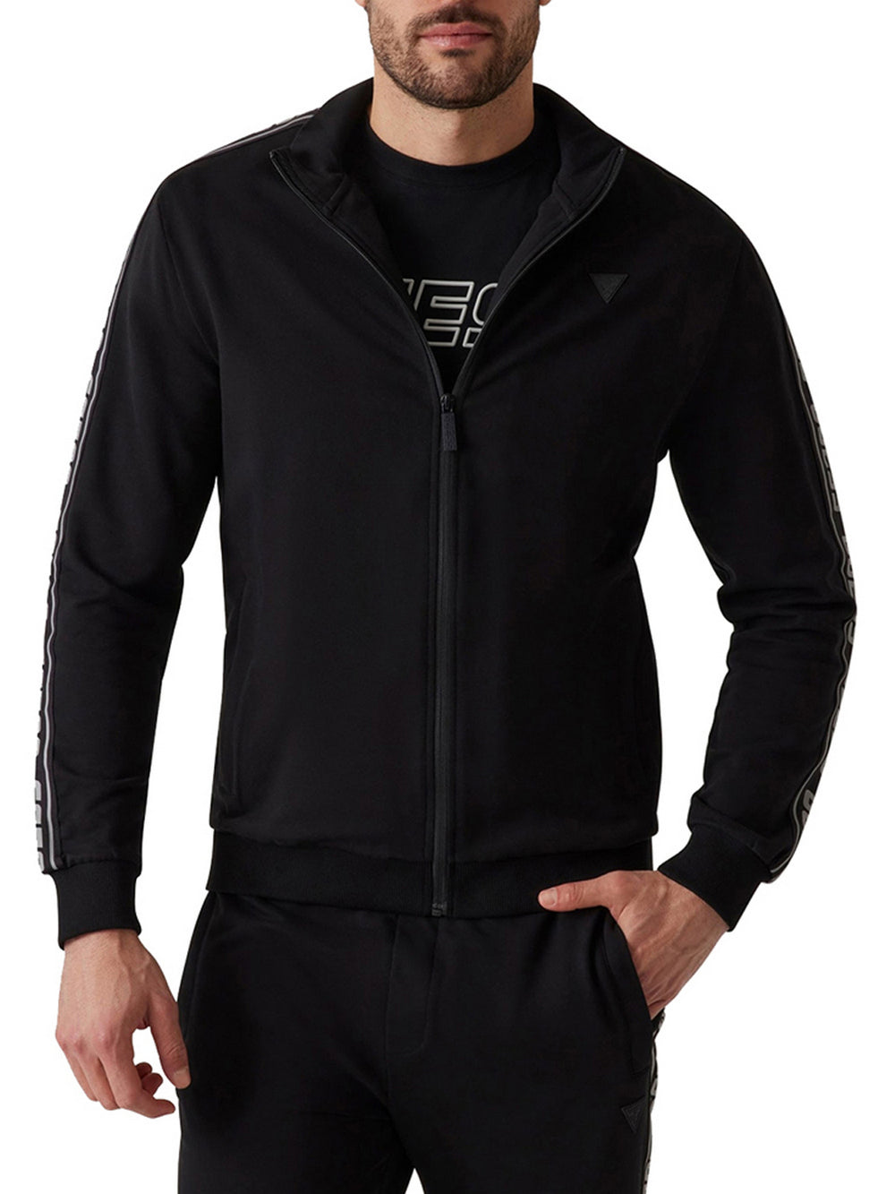 Guess Felpa Guess Full Zip New Arlo Sw - Nero
