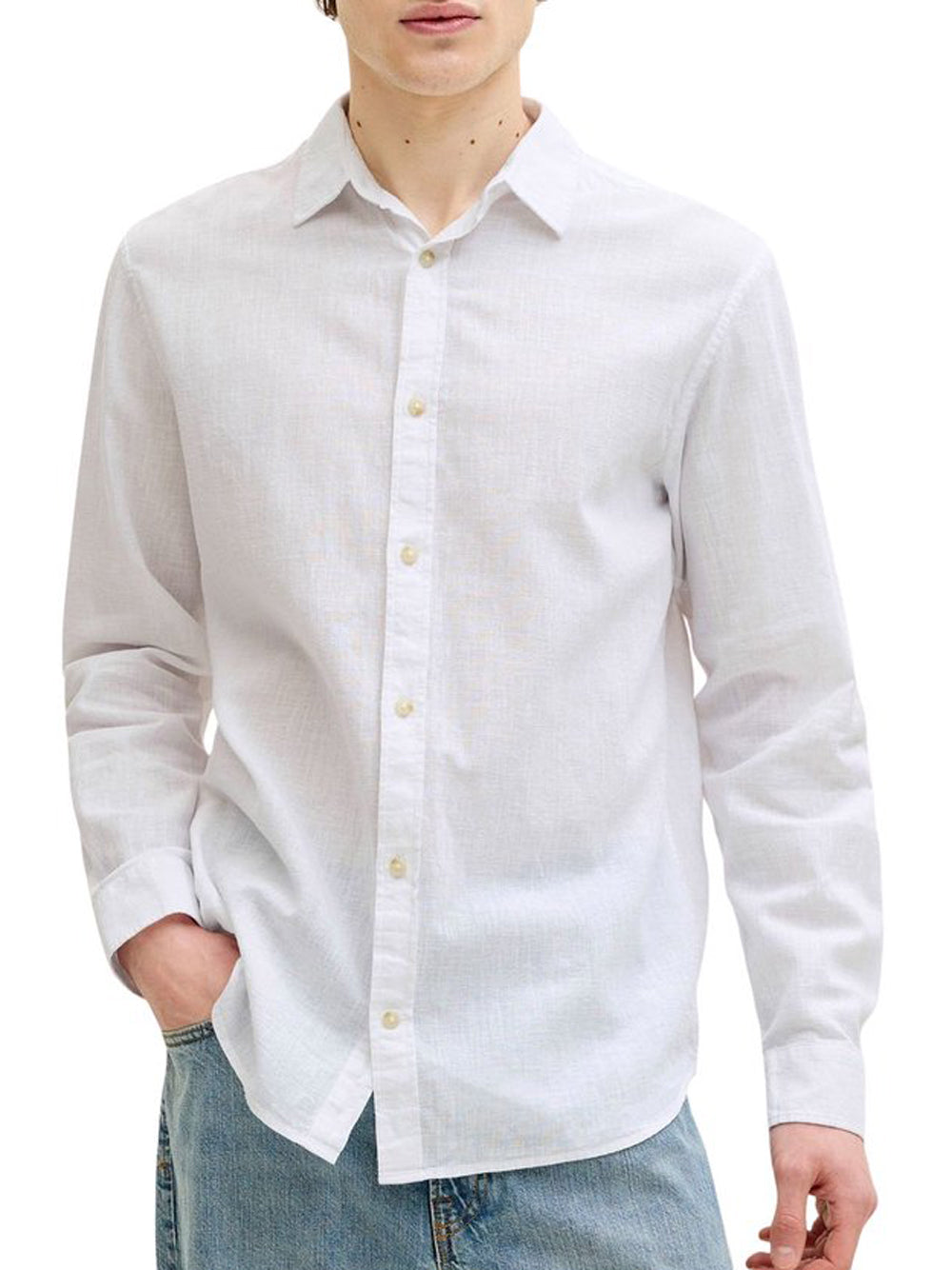 JACK&JONES MAIN 1 Camicia Jack&Jones Jjesummer Linen Blend - Bianco