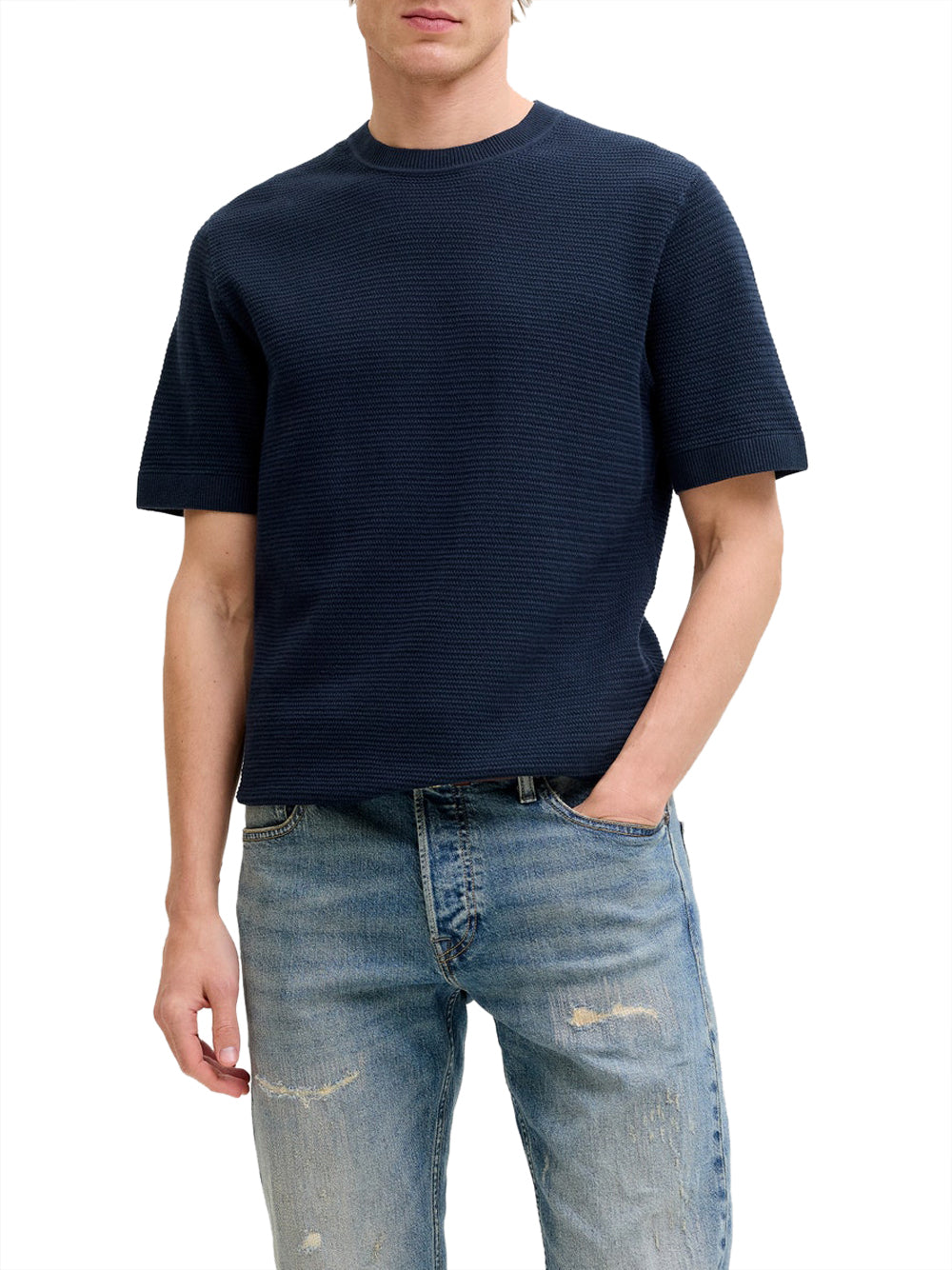 JACK&JONES MAIN 1 T-Shirt In Maglia Jack&Jones - Blu